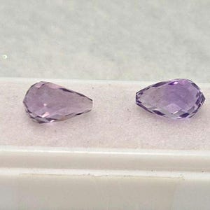 Faceted Amethyst Briolette -  Amethyst - Amethyst Briolettes - lot of 2 Briolettes - 12mm x 7mm - #B2-C