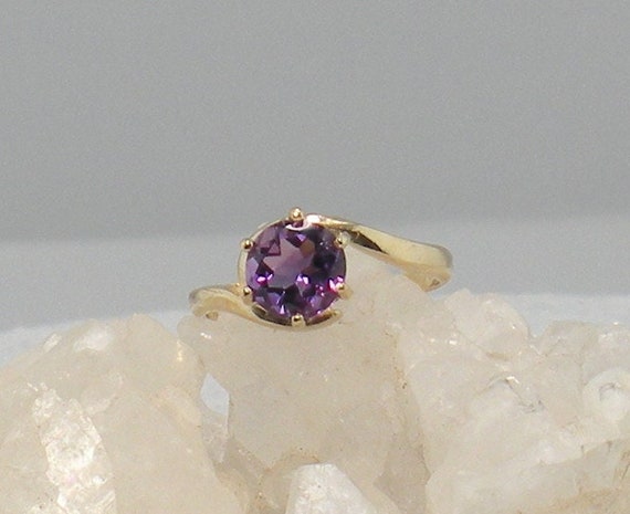 Purple Amethyst Ring - 14 kt Gold Ring - Amethyst… - image 1