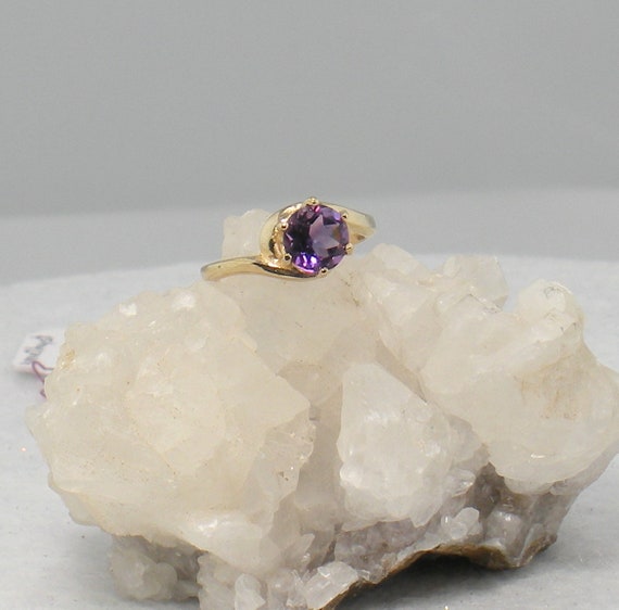 Purple Amethyst Ring - 14 kt Gold Ring - Amethyst… - image 6