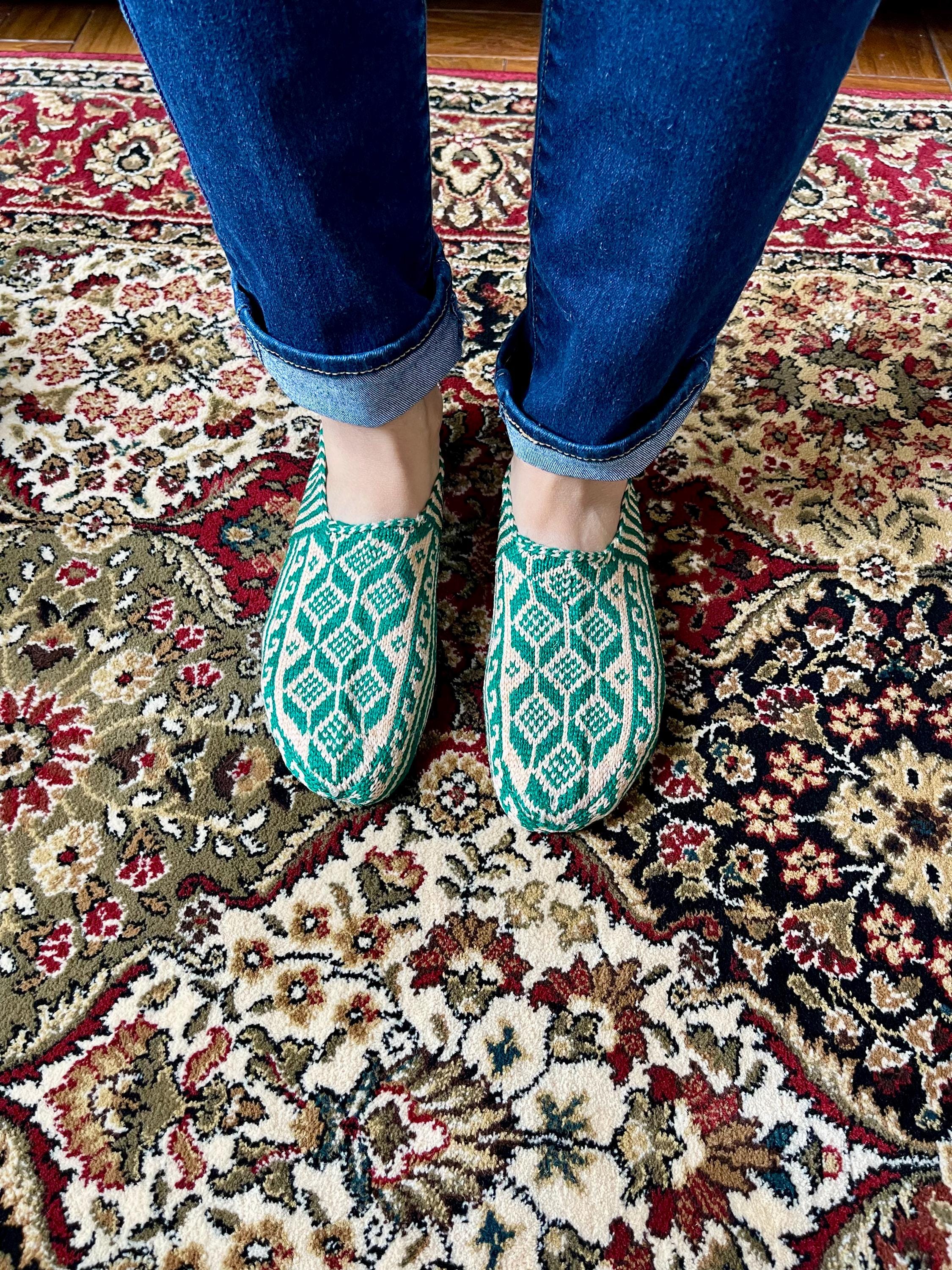 Women's US 7 - 8 , Ethnic Turkmen Hand-knit Slipper Sock, Great