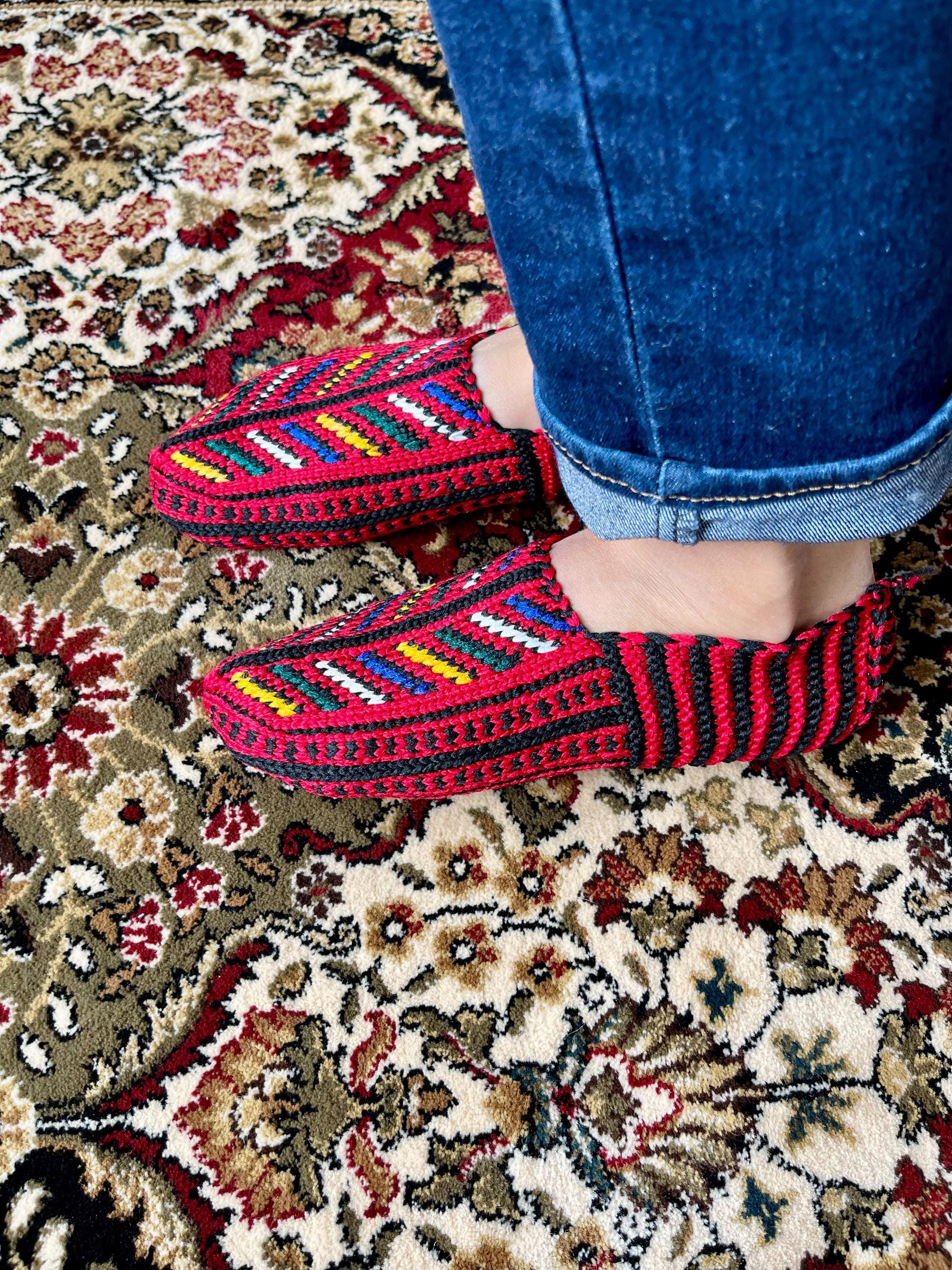 Women's US 7 - 8 , Ethnic Turkmen Hand-knit Slipper Sock, Great