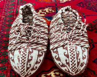 Women & Men(us 7 - 9, EU 37 - 40),ethnic Turkmen Handknit Slipper