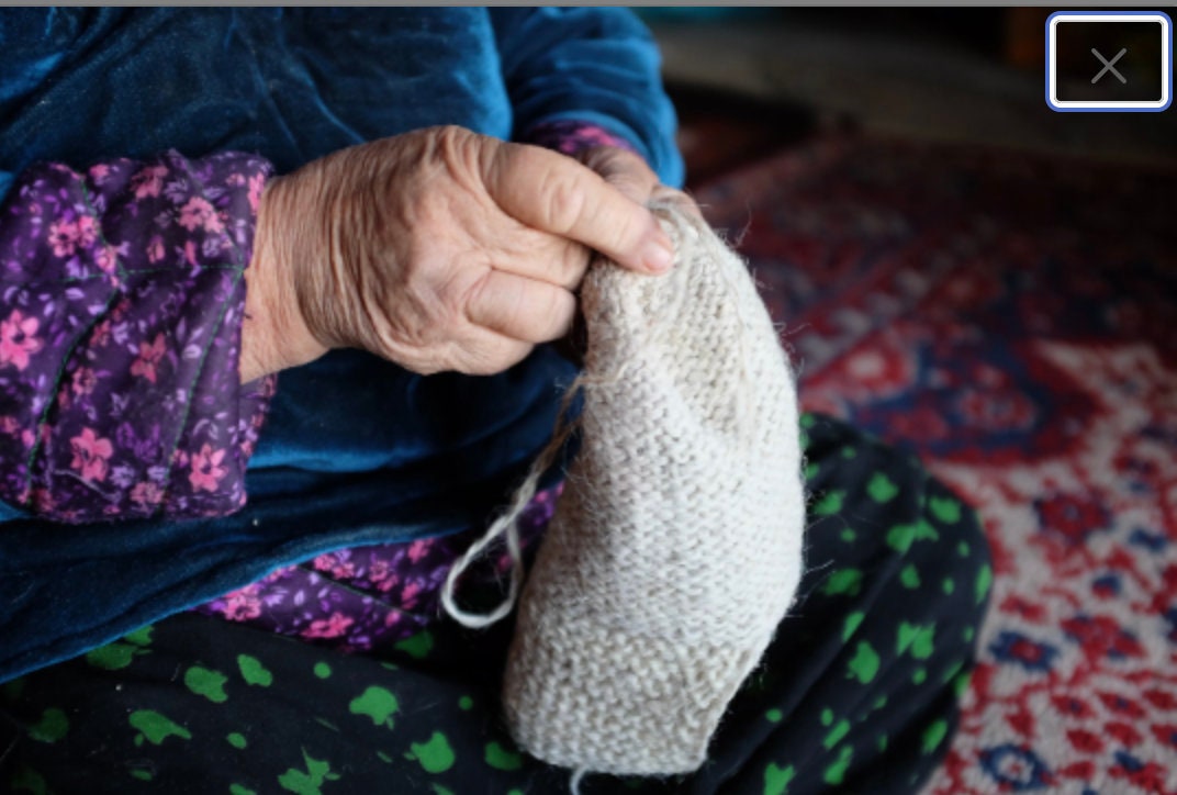 Women's US 7 8 , Ethnic Turkmen Hand-knit Slipper Sock, Great for Travel,  Machine Washable, Christmas Gift -  Israel