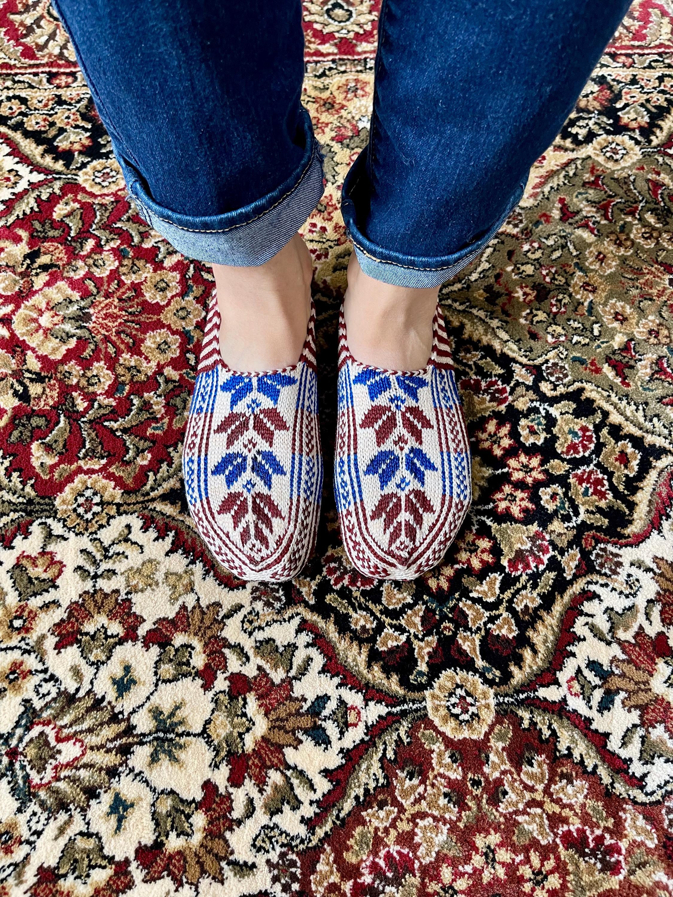 Women & Men(us 9 - 12, EU 40-43),ethnic Turkmen Hand-knit Slipper