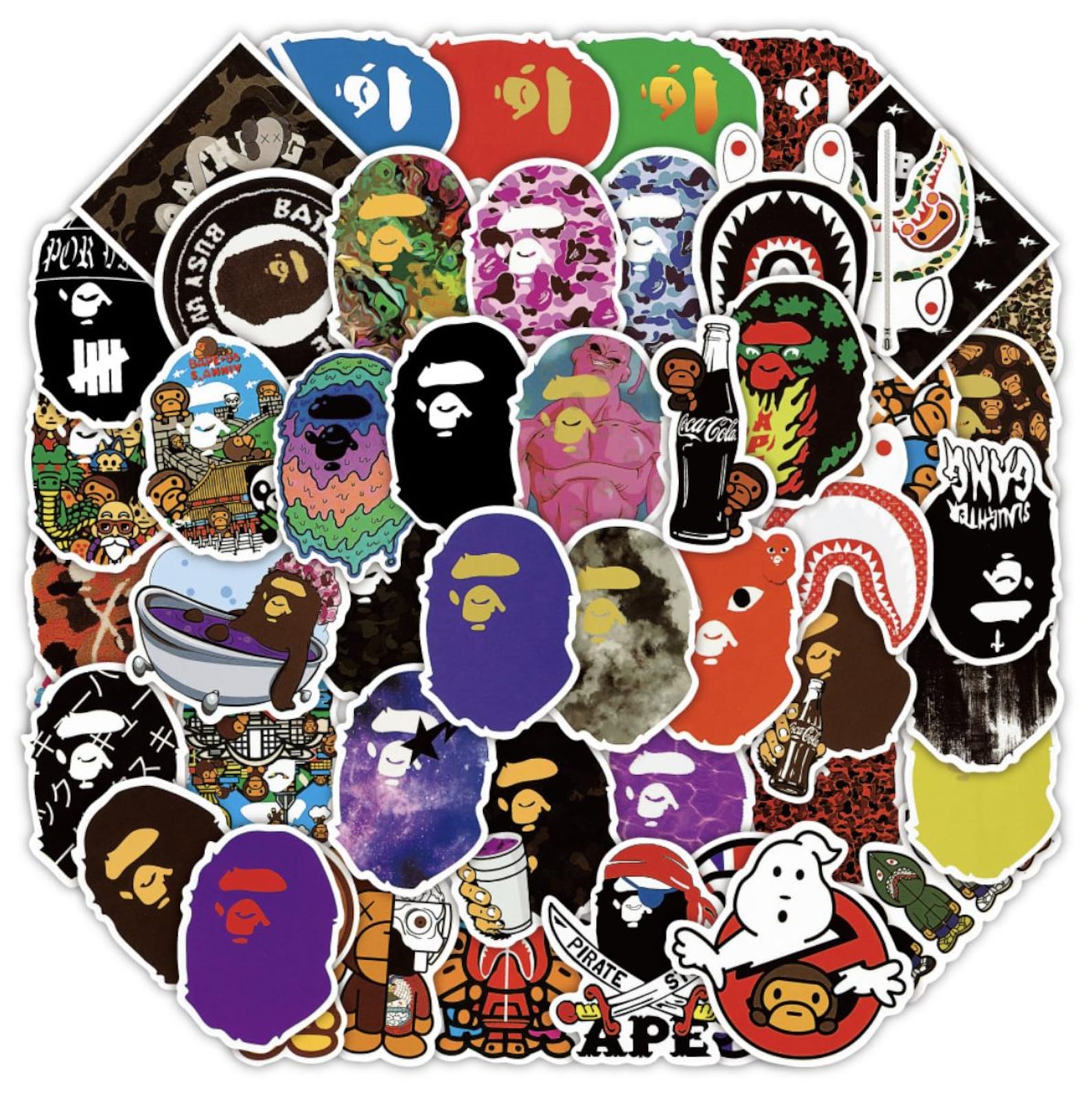50 Pcs Japanese Anime Ape Stickers Collection Vinyl Waterproof Stickers ...