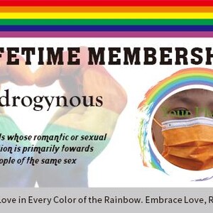 Androgyne levenslange lidmaatschapskaart - Pride Card - op maat gemaakte LGBT-identiteitskaart met je foto - ideaal cadeau voor de Rainbow Community