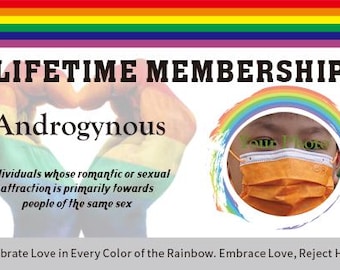 Androgynous Lifetime Membership Card - Pride Card - Tailor Made LGBT Identity Card With Your Photo - Ideal Gift for the Rainbow Community