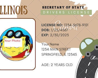 Kids Pretend Physical Card Driving License, Imaginative Play, Editable Kids Details, Make Believe Play Cards