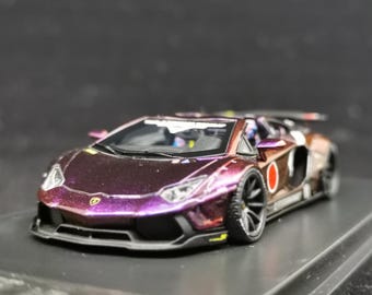 New Liberty Walk Model 1:64 LB works Lamborghini Aventador LP700-4 Roadster Matt Purple