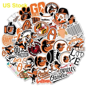 50 pcs Baseball Team Baltimore Vinyl Waterproof Stickers for Water Bottles Car Laptop Luggage Motorcycle Snowboard Phone Decal Kids