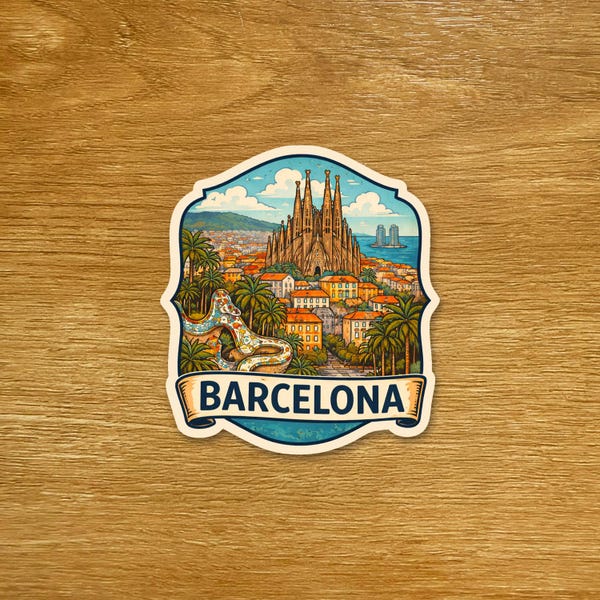 Barcelona Travel Sticker - Matte Vinyl Die Cut Sticker
