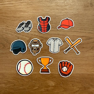 Pack d'autocollants de baseball - Lot de 10 autocollants découpés