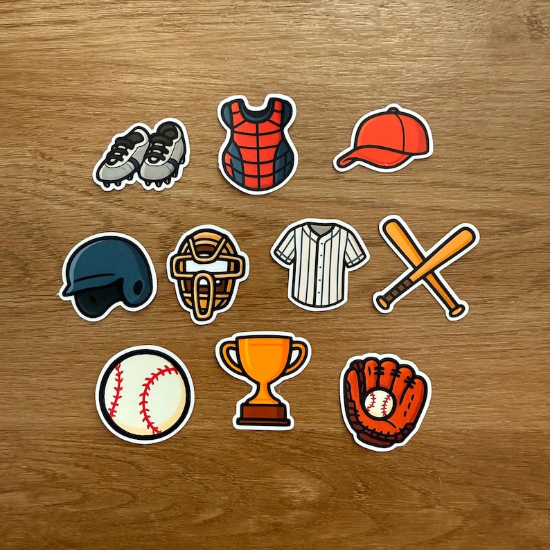 Baseball Sticker Pack - Set of 10 Die Cut Stickers - Etsy