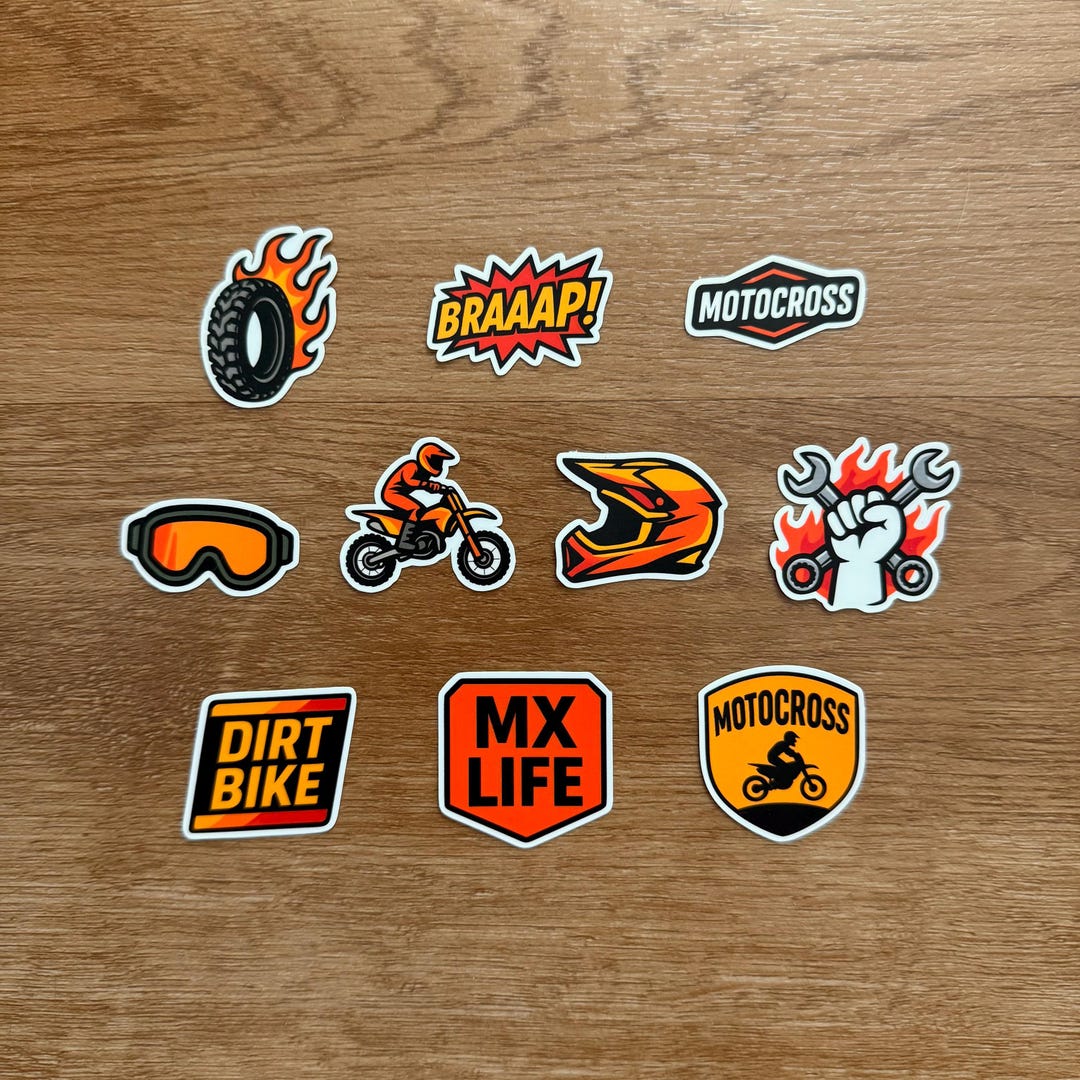 Motocross Sticker Pack - Set of 10 Die Cut Stickers - Etsy