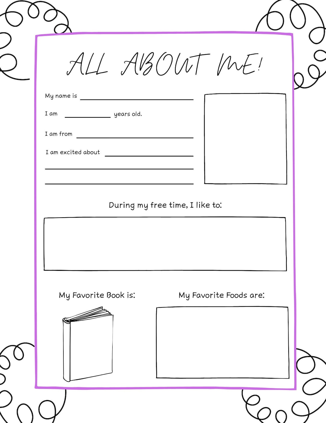 All About Me Writing Template Etsy All About Me Writing Template Etsy