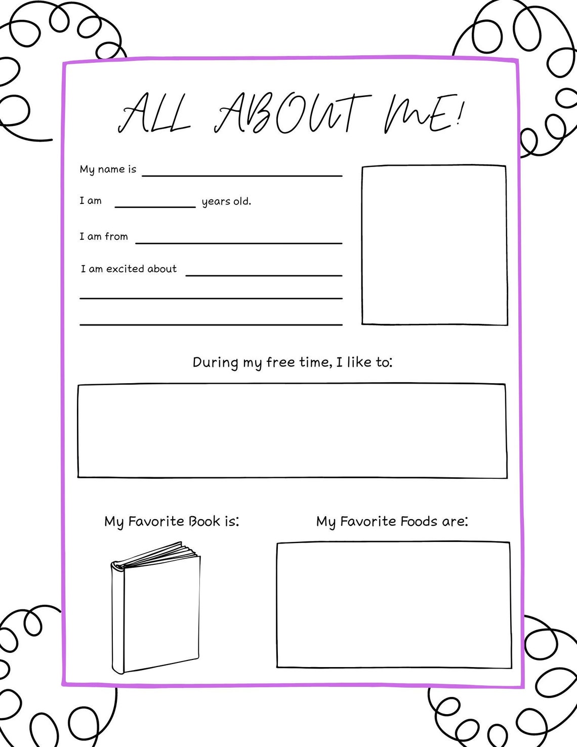 All About Me Writing Template - Etsy
