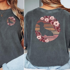 Comfort Colors Dachshund T-Shirt: Retro Sunset Floral Dog Mom Tee