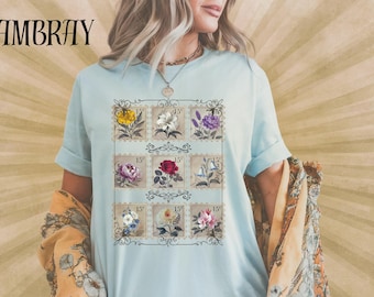 Vintage Stamps And Florals T-Shirt