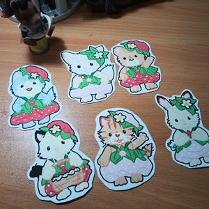 Calico Critters Strawberry Babies handgemaakte stickers 3 x 3 inch