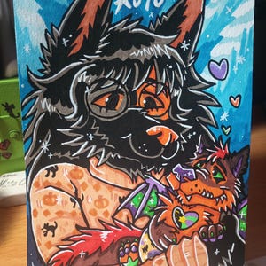 Ilustración de personaje peludo personalizado, pegatina/pieza de arte/arte tradicional físico por encargo