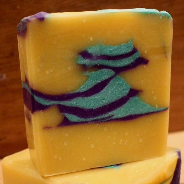 Mardi Gras, Amber Driftwood Scent Cold Process Soap Bar with Video