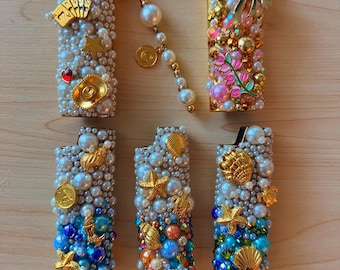 Custom Bedazzled Lighter Case, Personalized Beaded Rhinestone