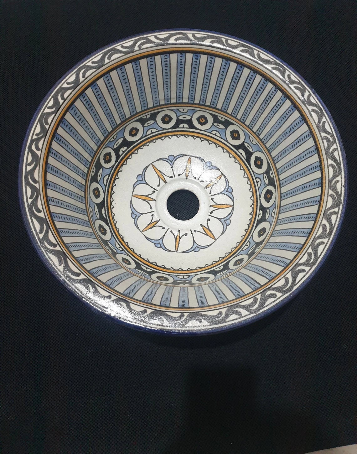 Évier en Céramique Marocaine 100% Artisanal, Lavabo Unique Peint à La Main Martin.