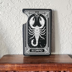 Cartera de metal Escorpio, Titular de la tarjeta de crédito, Bloqueo RFID, Regalo de cumpleaños Escorpio, Signo del zodíaco, Horóscopo, Regalo de astrología, Símbolo del zodíaco