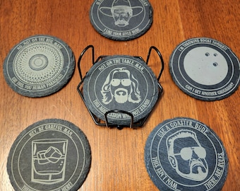 Big Lebowski Slate Coasters, Big Lebowski Gift