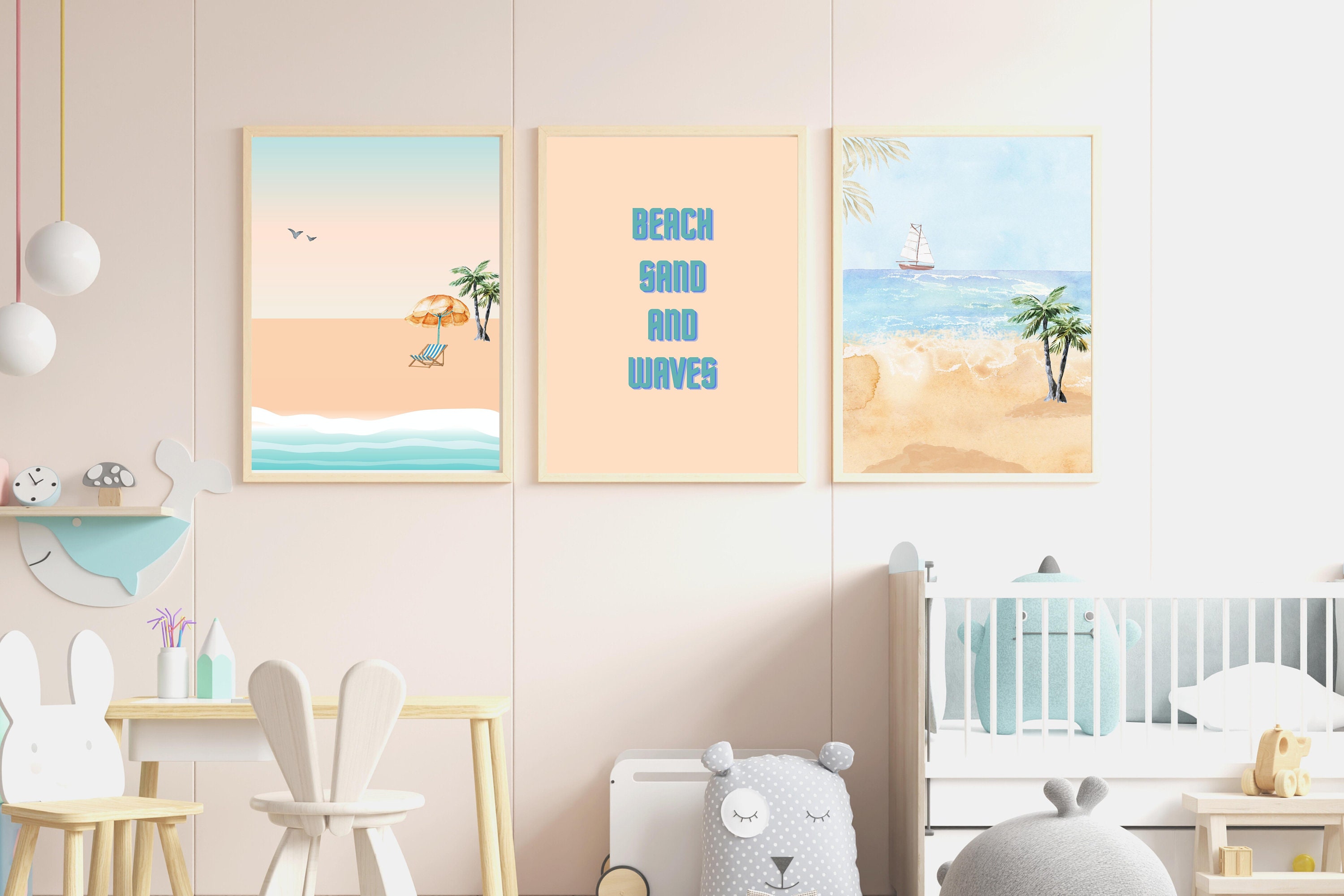 Printable Ocean Nursery Wall Art Set of 3, Ocean Nursery Decor ...