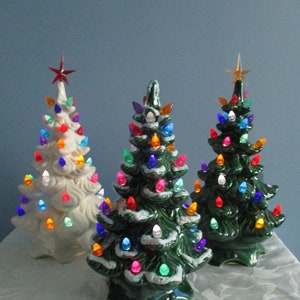 Green Tabletop Tree with Colored Lights