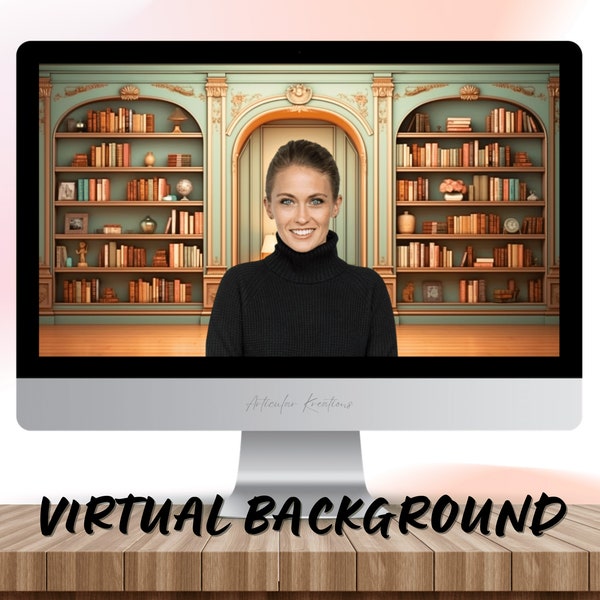 Bookcase Backdrop | Zoom Background | Microsoft Team Background | Virtual Background | Digital Backdrop | Google Meet | Zoom Meeting