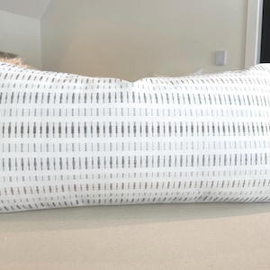 Pillow cover, 12x24, Sunbrella® “Esti” in Limestone, outdoor fabric, handmade by SwaukPrairie