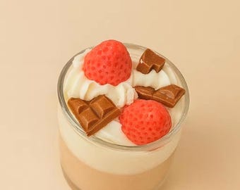 Strawberry Chocolate Dessert Candle | Whipped Soy Candle | Dessert Style Candle | Sweet Bakery Scent | Handmade Gift