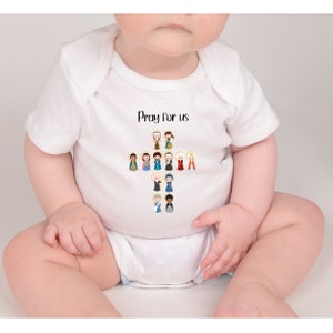 Pray for Us Catholic Saint Shirt for Baby and Kids, Catholic Christmas Gift, Baptism or Baby Shower Gift
