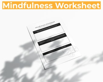 Mindfulness Worksheet Holistic Healing Practice for Adults - Thoughts, Therapy, Digital, Instant, Printable, Editable, PDF, Print at Home
