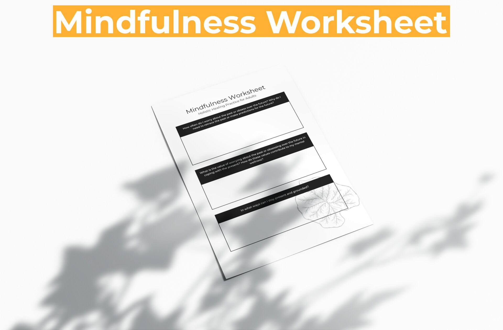 Mindfulness Worksheet – Digital Printable for Adults & Teens, Holistic