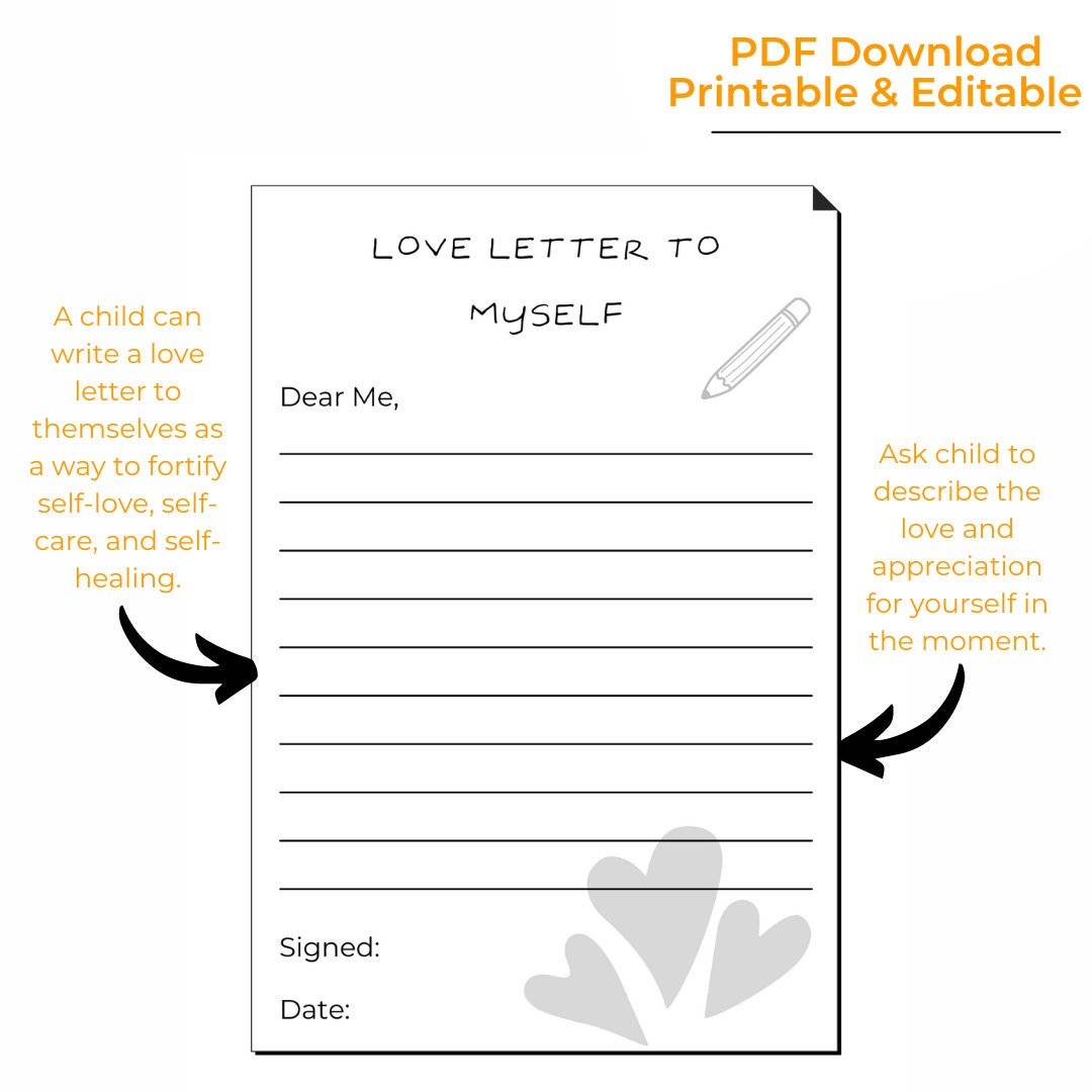 Children Love Letter to Self Kids Template, Self Care, Self Love Children Love Letter to Self Kids Template, Self Care, Self Love