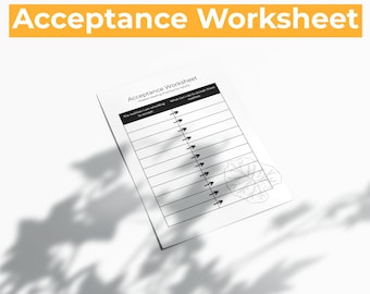 Acceptance Worksheet – Printable Self-Reflection and Emotional Growth Tool for Adults & Teens, Mindfulness PDF, Digital Download