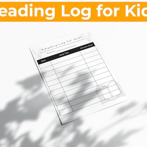 Reading Log for Children - Kids, Home School, Summer, Tracker, Planner, Journal, Digital, Instant, Printable, Editable, PDF, Print at Home