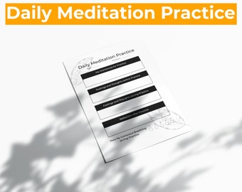 Daily Meditation Practice - Worksheet, Tracker, Mindfulness, Log, Class, Planner, Digital, Instant, Printable, Editable, PDF, Print at Home