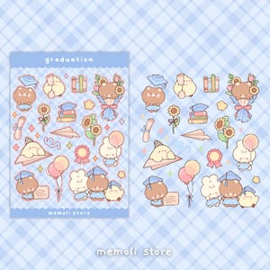Abschluss Aufkleber | Deko, Planer, Journaling Stickers | Niedliche Kawaii Ästhetik | Sticker Bogen