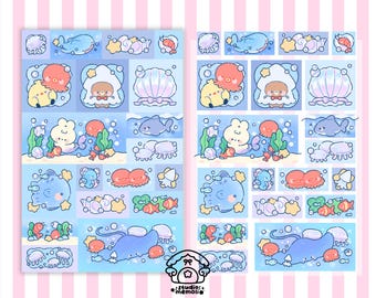 ocean friends square scenes sticker sheet