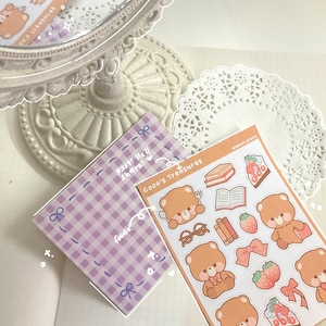 Cocos Schatz Stickerbogen | Niedliche Bären-Aufkleber | Planer Aufkleber | Journaling Deko Aufkleber | Niedliche Kawaii Ästhetik | Sticker Bogen