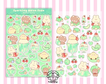 sparkling melon soda sticker sheet