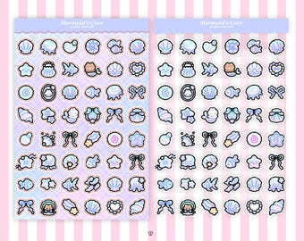 mermaid cove mini icon sticker sheet