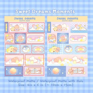 Süße Traummomente | Deko, Planer, Journaling Stickers | Niedliche Kawaii Ästhetik | Sticker Bogen