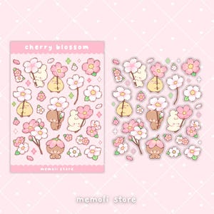 Kirschblüten-Aufkleber | Deko, Planer, Journaling Stickers | Niedliche Kawaii Ästhetik | Sticker Bogen