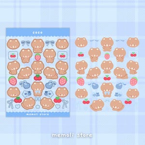 Coco Bär Aufkleber | Deko, Planer, Journaling Stickers | Niedliche Kawaii Ästhetik | Sticker Bogen