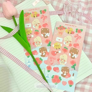 Herzen für Dich | Deko, Planer, Journaling Stickers | Niedliche Kawaii Ästhetik | Sticker Bogen